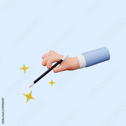 Cuadro en lienzo 3d illustration of hand holding magic wand