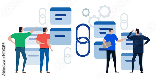 link building backlink symbol chain website SEO optimization team discuss