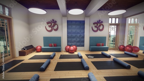 Salón relajante de yoga y ejercitación