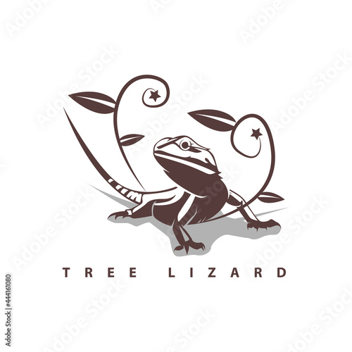 Tree Lizard Logo Design Vector