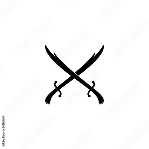 Crossed Legendary Double Edged Arabian Traditional Sword Vector