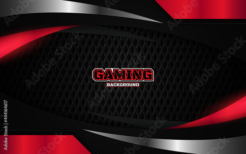 Abstract futuristic geometric black and red gaming background with modern esport shapes. Vector design template technology concept can use element game banner, sport poster, cyber wallpaper, web