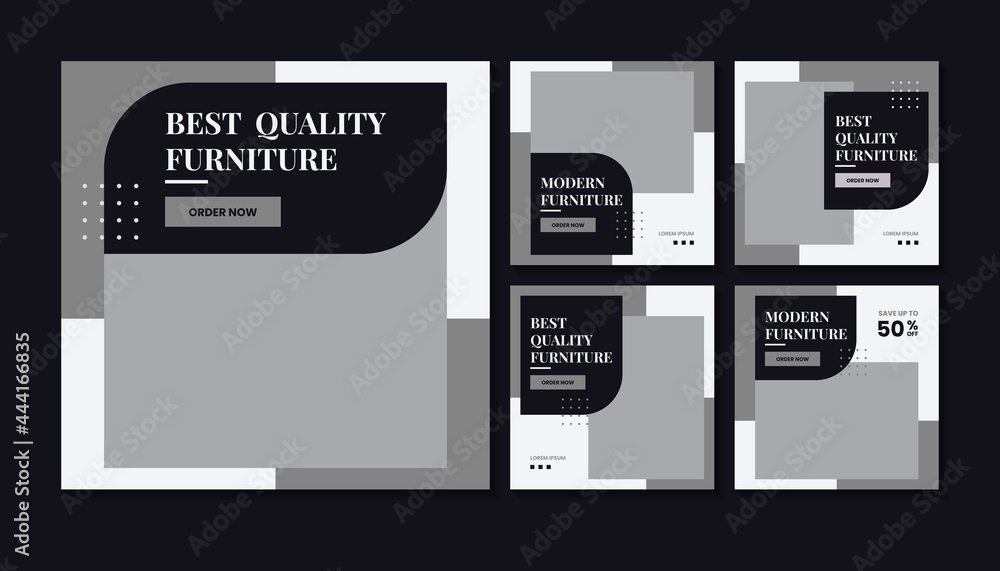 Naklejka premium Modern furniture sale banner and social media post