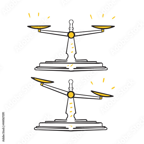 hand drawn doodle weight scale concept illustration vector