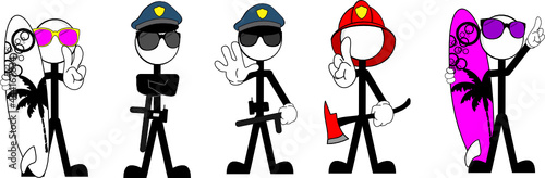 pictograms stick man character cartoon vector set collection