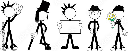 pictograms stick man cartoon vector set collection