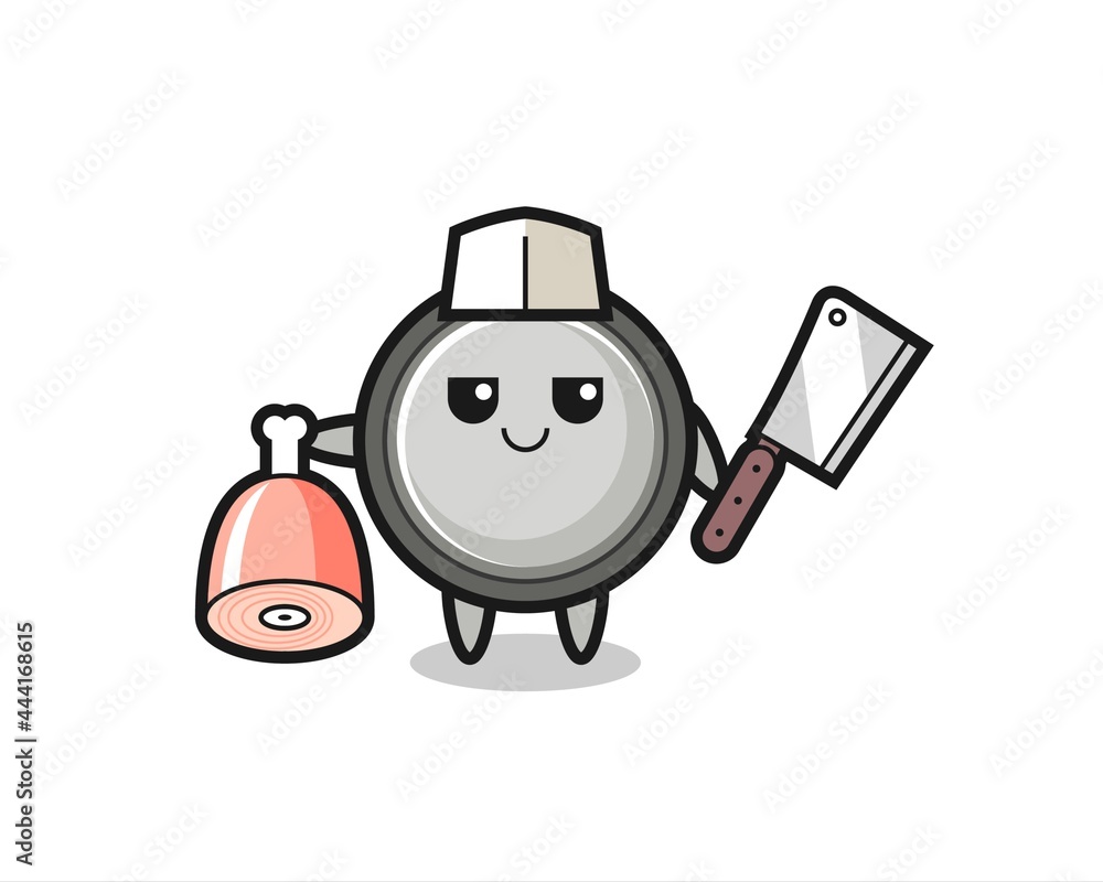 Illustration of button cell character as a butcher Illustration of button cell character as a butcher