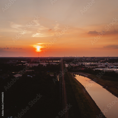 Urban Sunset with Railroad