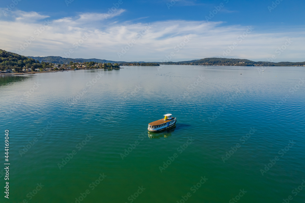 Daytime aerial waterscape with boats