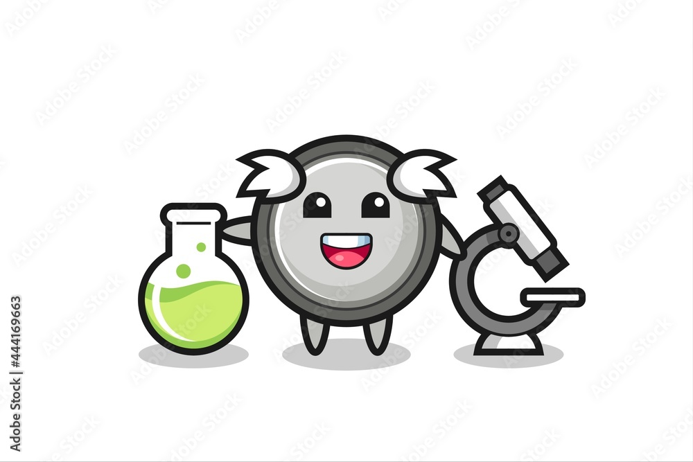 Mascot character of button cell as a scientist Mascot character of button cell as a scientist