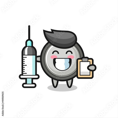 Mascot Illustration of button cell as a doctor