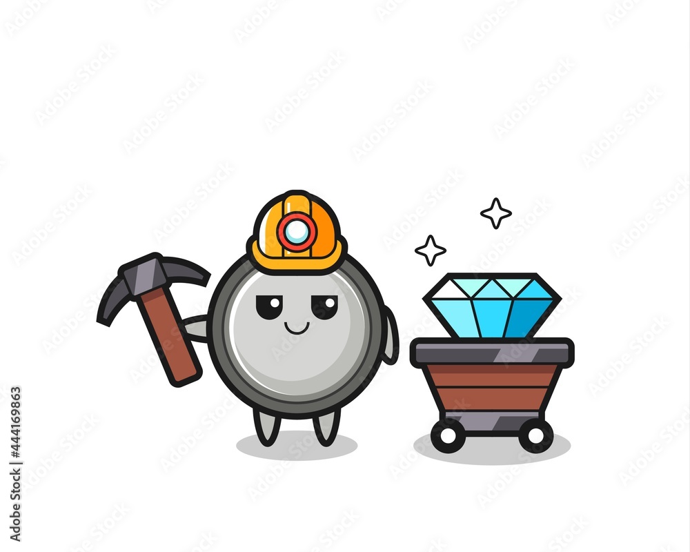 Character Illustration of button cell as a miner Character Illustration of button cell as a miner