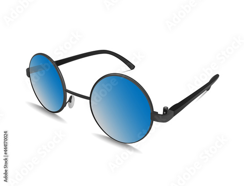Round glasses with blue lenses