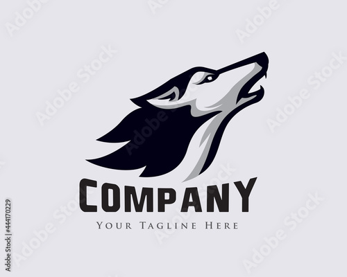 simple elegant head wolf howling drawing art logo design illustration inspiration