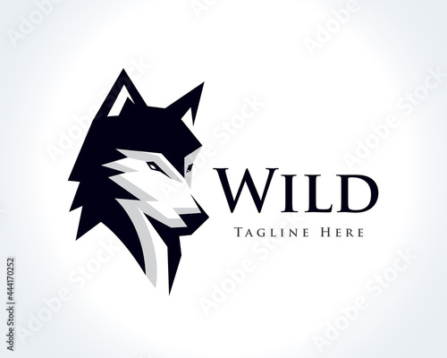 elegant head wolf profile drawing art logo design template illustration inspiration