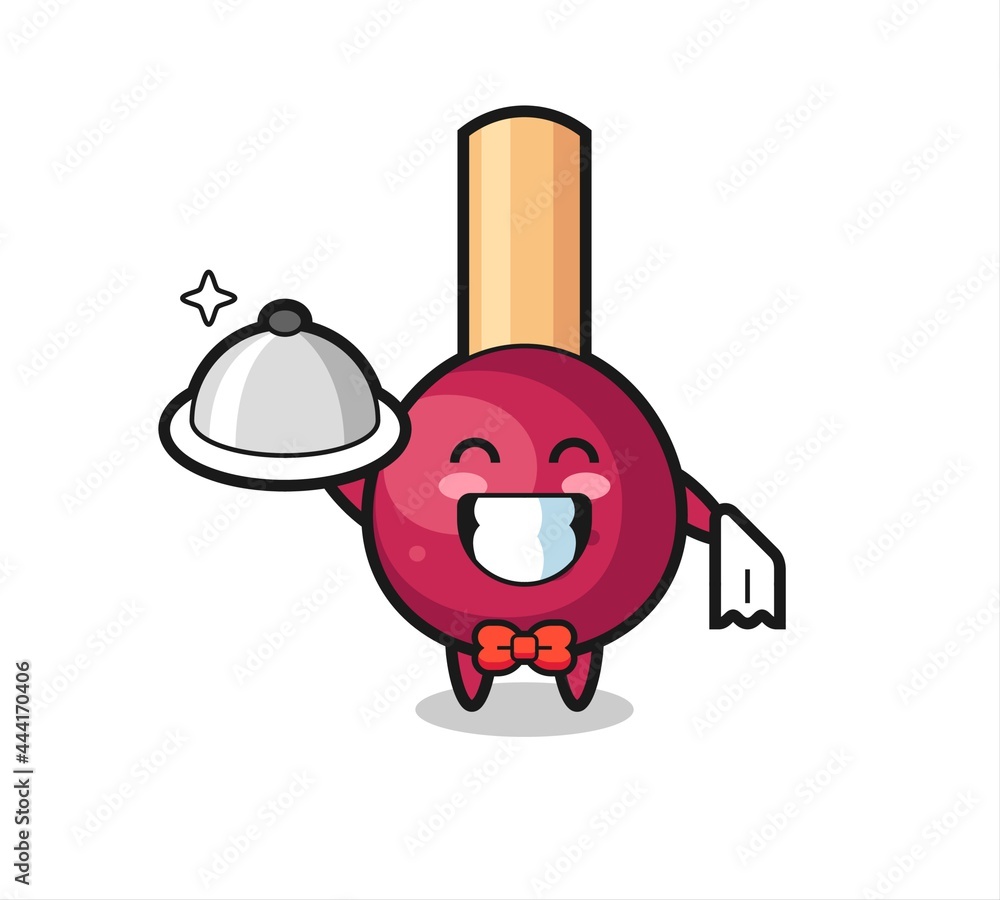 Character mascot of matches as a waiters Character mascot of matches as a waiters