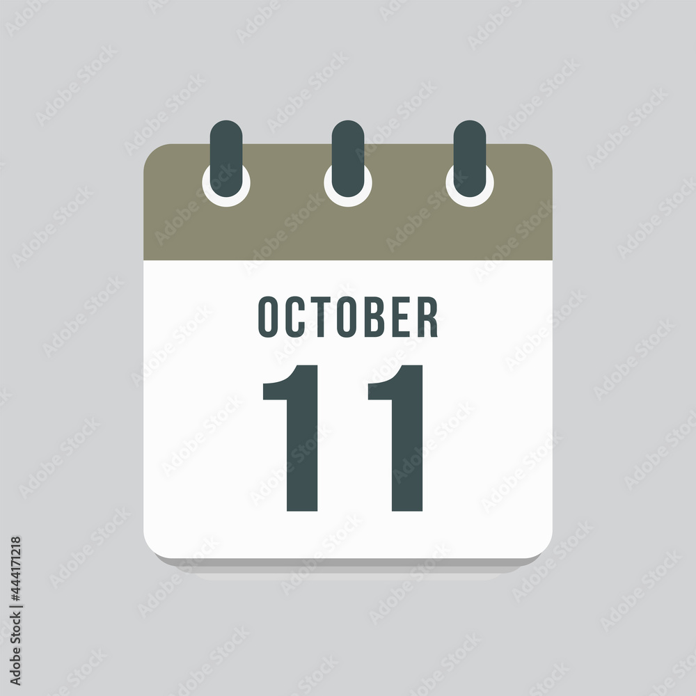 Icon day date 11 October, template calendar page Icon day date 11 October, template calendar page