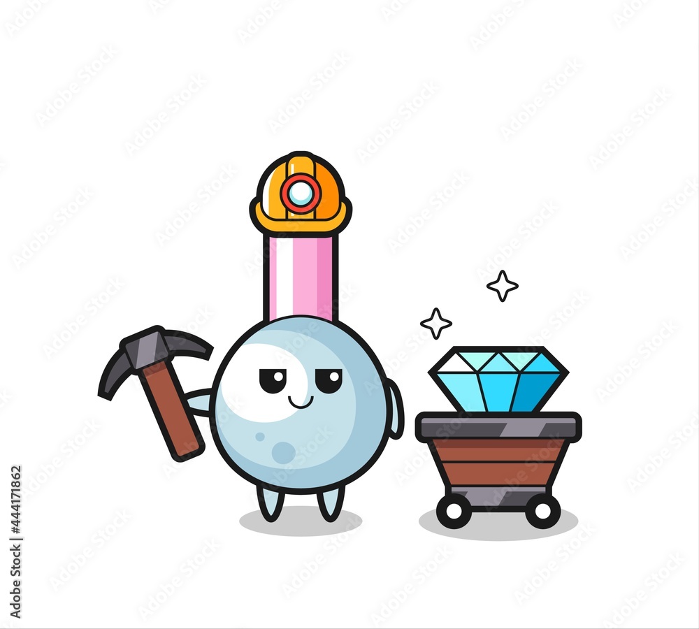 Character Illustration of cotton bud as a miner Character Illustration of cotton bud as a miner