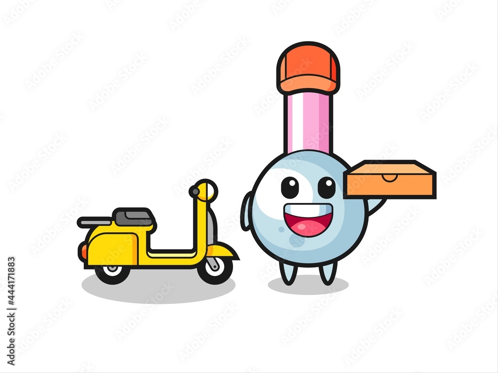 Character Illustration of cotton bud as a pizza deliveryman Character Illustration of cotton bud as a pizza deliveryman