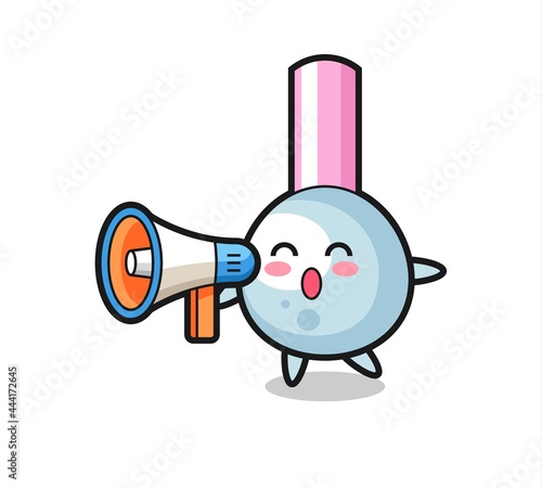 cotton bud character illustration holding a megaphone