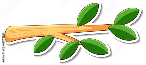 Sticker design with a branch of tree isolated