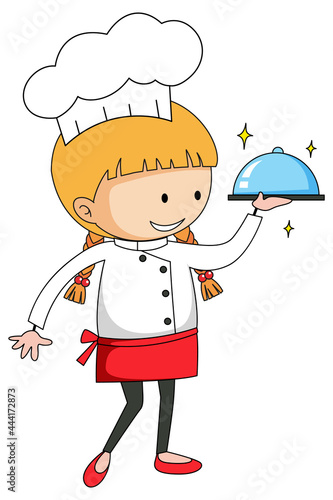 Little chef serving food cartoon character