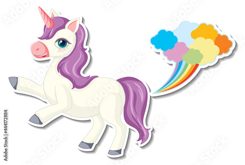 Cute unicorn stickers with a unicorn cartoon character