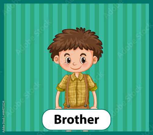 Educational English word card of brother