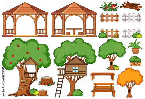 Outdoor garden decoration set isolated