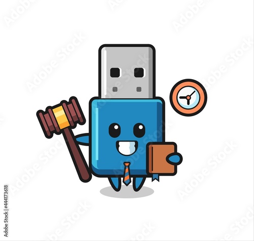 Mascot cartoon of flash drive usb as a judge