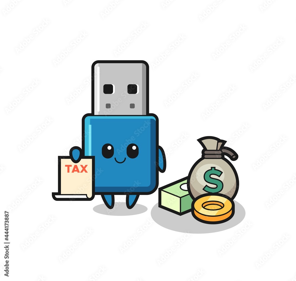 Character cartoon of flash drive usb as a accountant