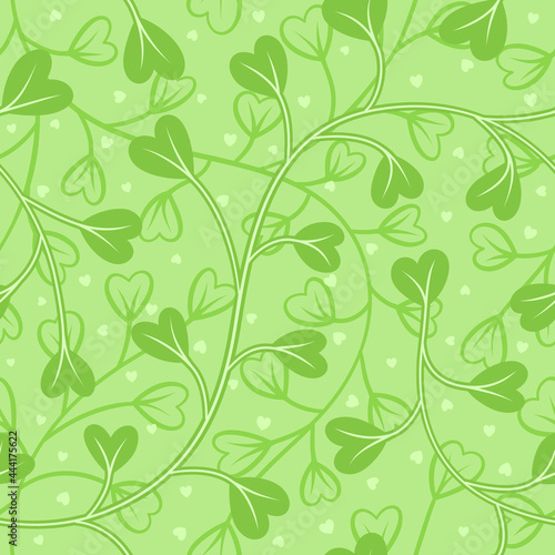 Vector leaf seamless pattern modern minimal style. Simple nature leaves pastel color wallpaper. Green vintage background for fabric, textile or paper artwork.