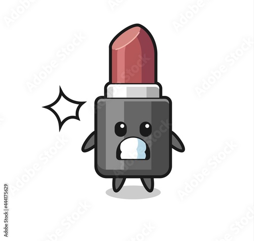 lipstick character cartoon with shocked gesture