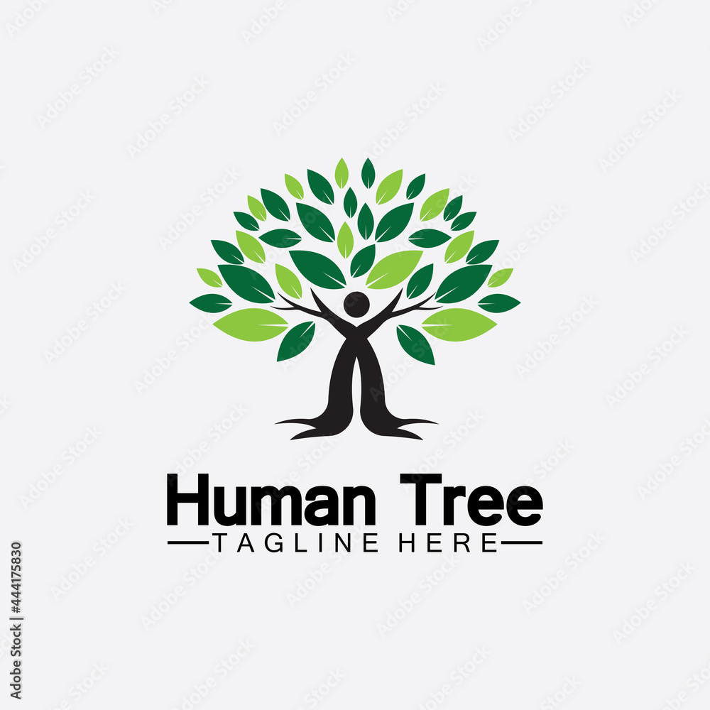 Obraz premium People Tree Vector Logo Template illustration design