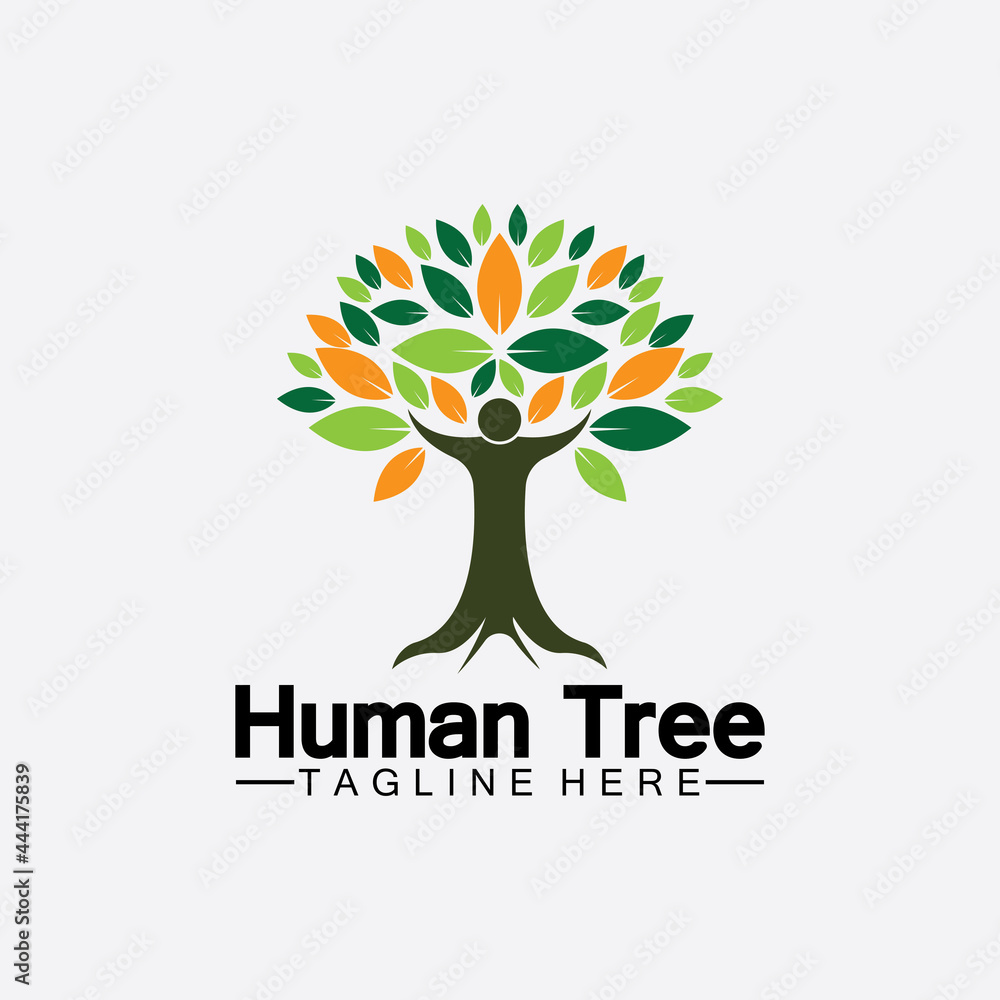 Obraz premium People Tree Vector Logo Template illustration design