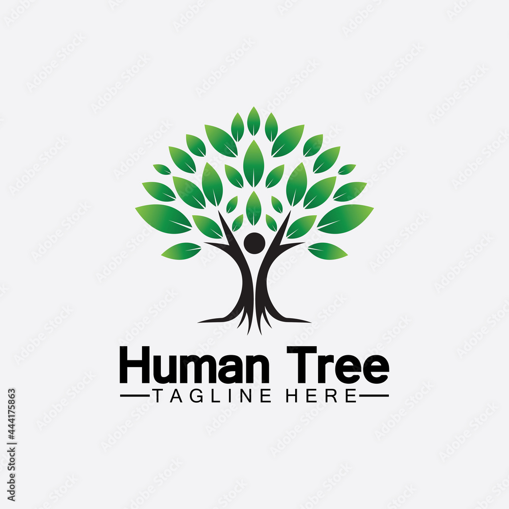 Obraz premium People Tree Vector Logo Template illustration design
