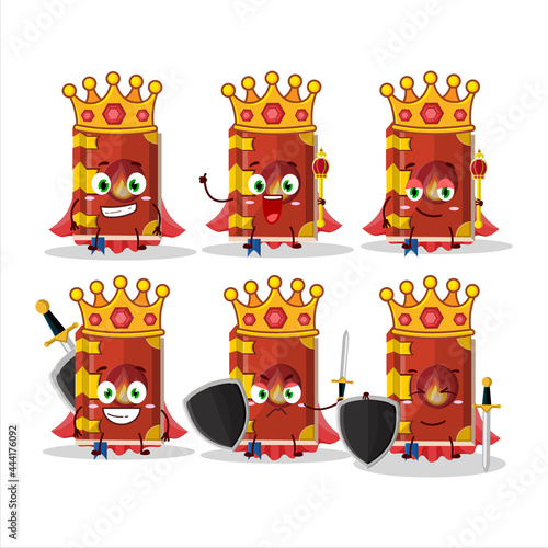 A Charismatic King fire book of magic cartoon character wearing a gold crown