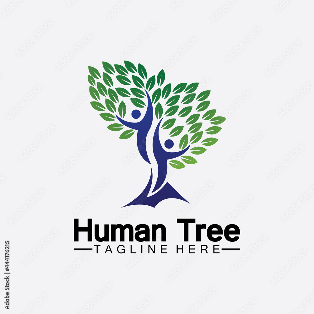 Obraz premium People Tree Vector Logo Template illustration design