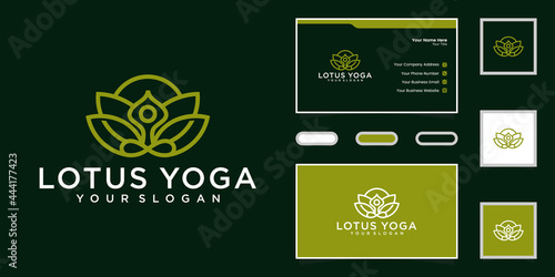yoga and lotus fitness logo and business card inspiration