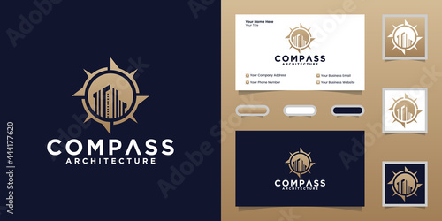 compass logo and building template and business card design