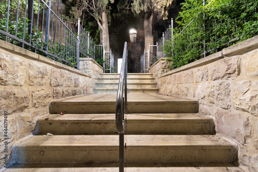 The stairs at the entrance to King David's tomb in the Old City of Jerusalem