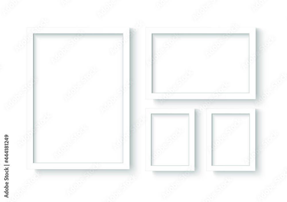 Photo image frame. Wall picture mock up for photograph composition object with shadow. Vector illustrator. Photo image frame. Wall picture mock up for photograph composition object with shadow. Vector illustrator.