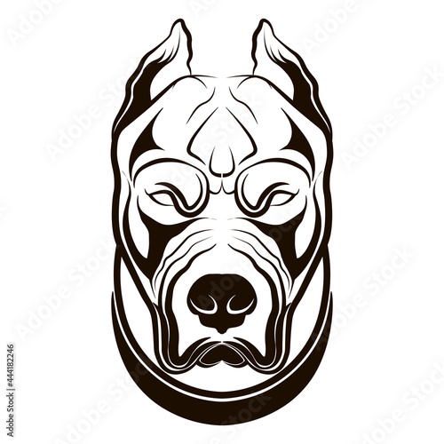 dog American Pit Bull Terrier in lines, logo with dog photo
