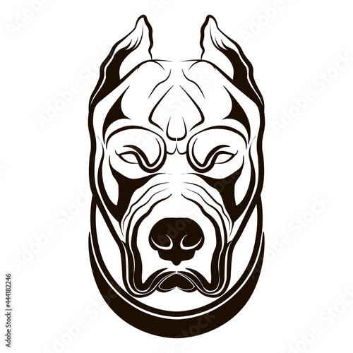 dog American Pit Bull Terrier in lines, logo with dog