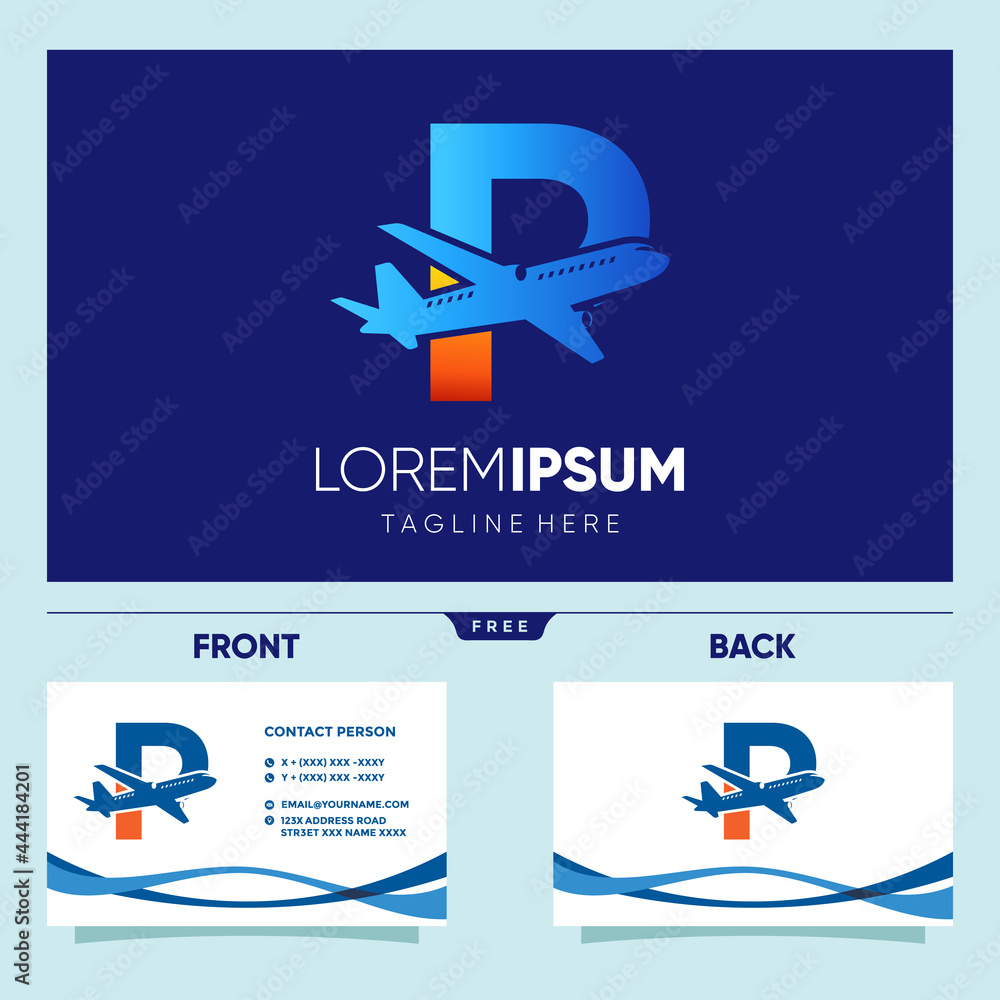 Letter P Plane Logo Design Vector Graphic Icon Illustration