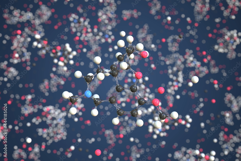 Galantamine molecule made with balls, conceptual molecular model. Chemical 3d rendering Galantamine molecule made with balls, conceptual molecular model. Chemical 3d rendering
