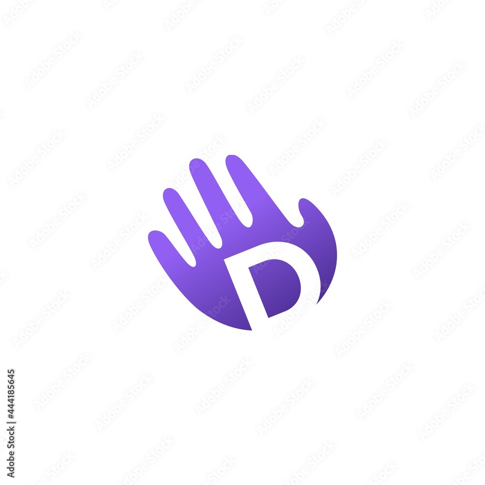d letter hand palm hello logo vector icon illustration d letter hand palm hello logo vector icon illustration