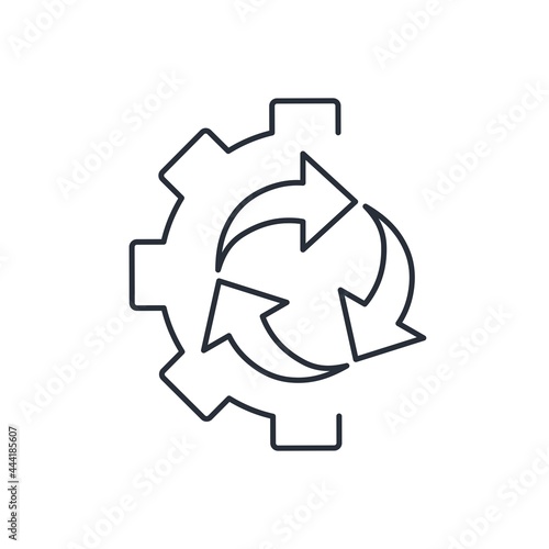 The production cycle. Vector linear icon isolated on white background.