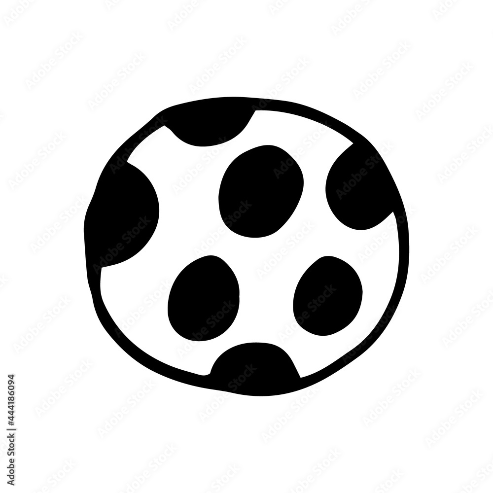 ball icon. hand drawn doodle. vector, scandinavian, nordic, minimalism, monochrome. toy for children or animals.