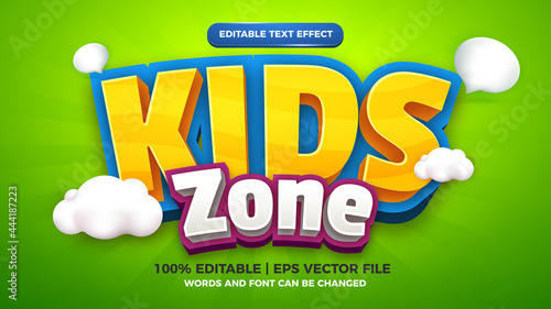 kids zone editable text effect cartoon comic game style